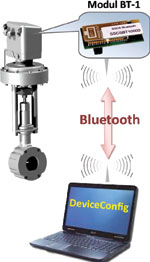 Simply install the Bluetooth plug & play module in the 8049 series digital positioner, and the DeviceConfig V7 configuration software will connect wirelessly from the laptop to the control valve – ideal for positioners in difficult-to-access or hazardous locations.